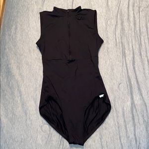 high neck zip up leotard